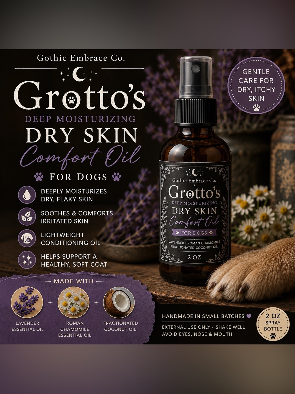 Grotto’s Deep Moisturizing Dry Skin Comfort Oil for Dogs 2oz